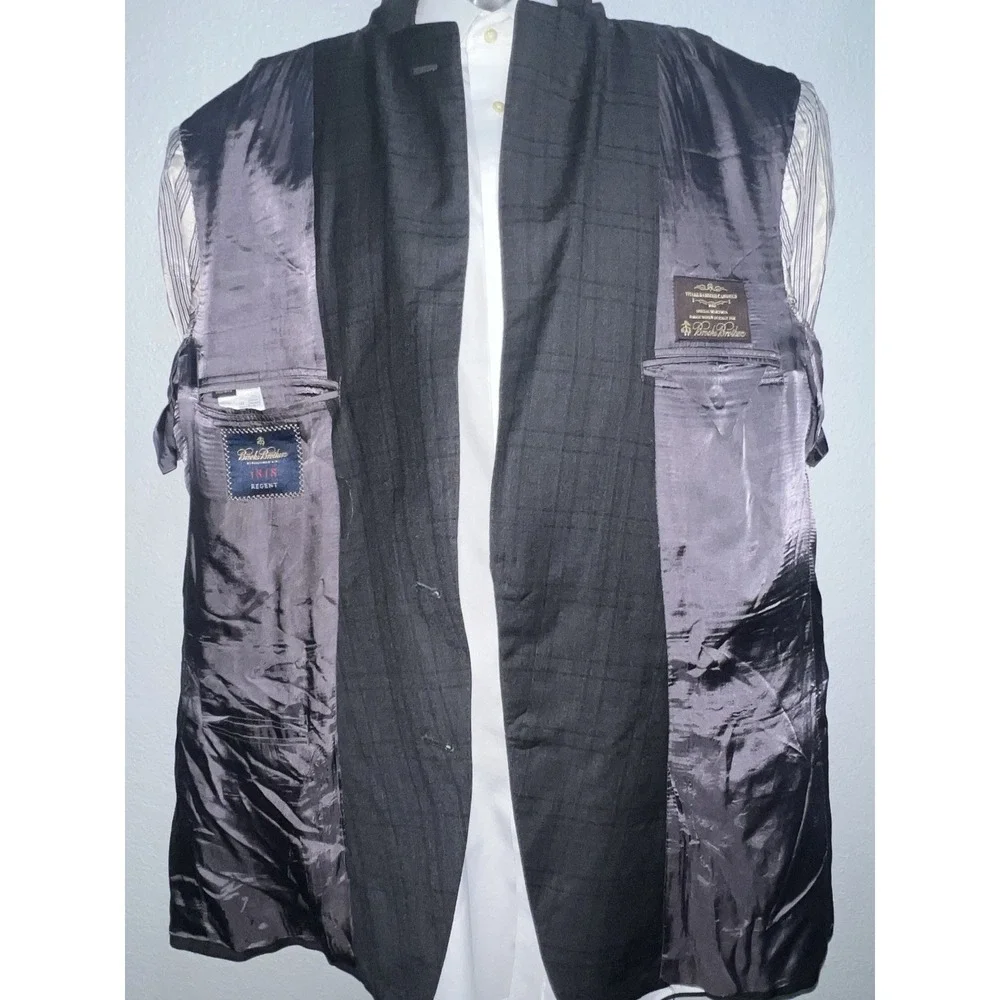 Brooks Brothers 1818 Regent Blazer Vitale Barberis Cashmere Windowpane 46R Blue